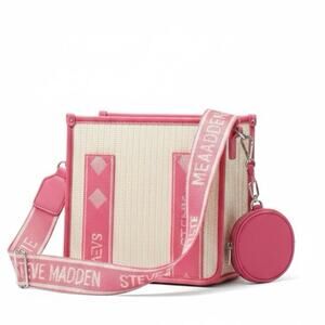 Steve Madden Pink and Cream Beach Tote